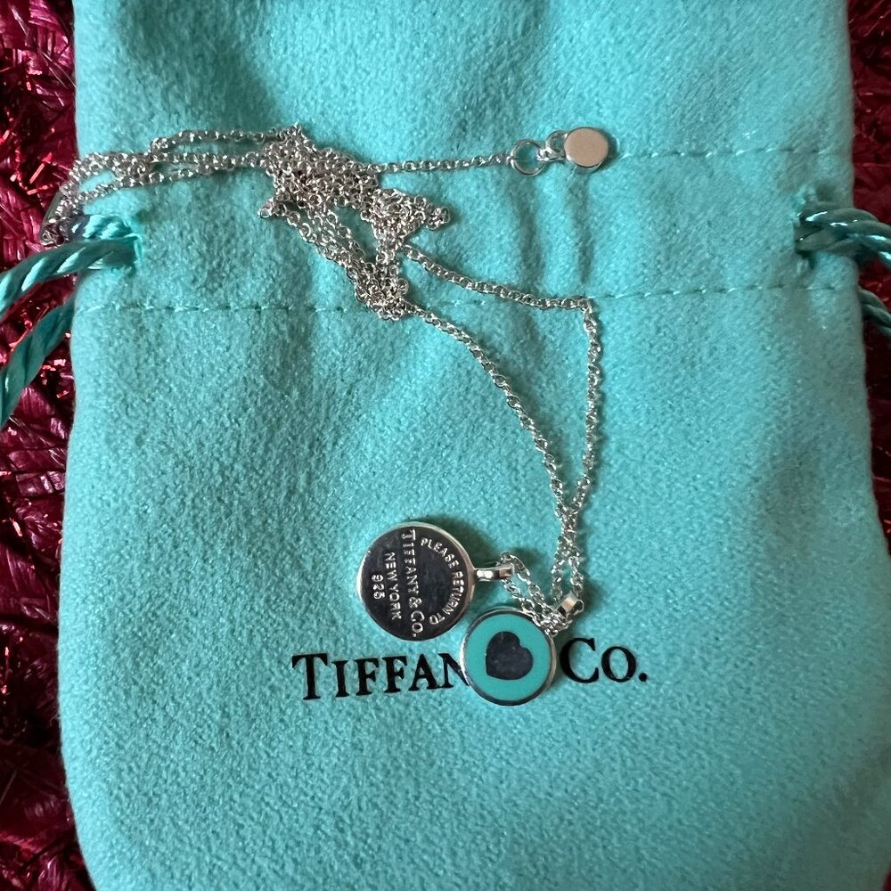 Tiffany & Co Return To Tiffany Blue Enamel Mini Double Duo Circle Necklace